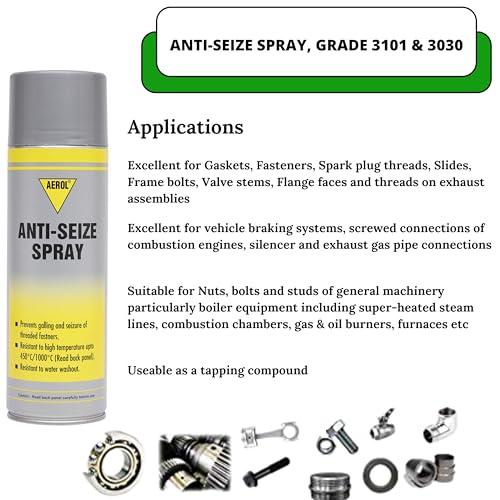 Image of Aerol Anti-Seize Copper-Based Lubricant Spray 300g | Black | Metal Protection for Bolts, Nuts, Flanges & High-Temperature Industrial Applications | Serviceable Temperature -30C to 500C
