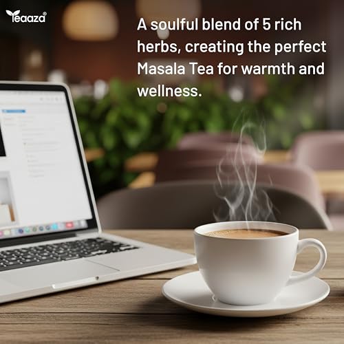 Image of Teaaza premium masala chai, Assam ctc tea blend with 5 natural ingredients- Black Pepper, Ginger, Cinnamon, Cardamom & Clove | Strong Indian Spiced Black / Milk Tea | Natural Ingredients, Bold Flavor -50g