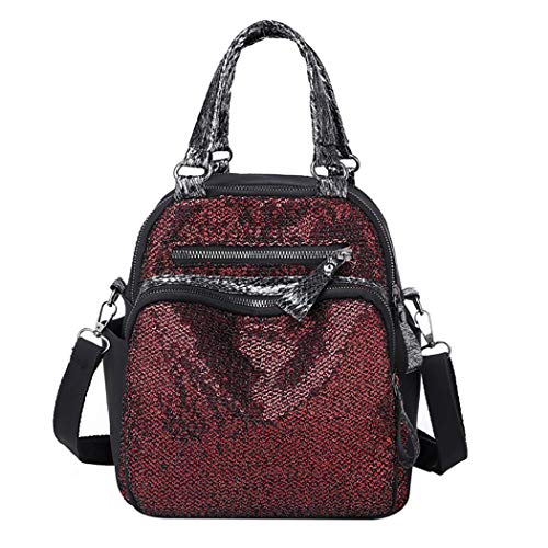 Sac à dos pour femmes en paillettes noir avec bandoulière réglable