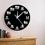 The Geeky Days Chemistry Wall Clock Battery Operated, 12 Inch Silent Non Ticking Chemical Elements Clock Periodic Table Wall Clock Watch Chemistry Decor for Chemical Engineer Science Teachers Gift