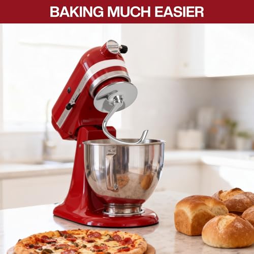 Image of Stainless Steel Dough Hook for Kitchenaid 4.5-5 Qt Tilt-Head Mixers,Dishwasher Safe,Heavy-Duty Replacement K45DH for kitchen aid Dough Hook Attachment