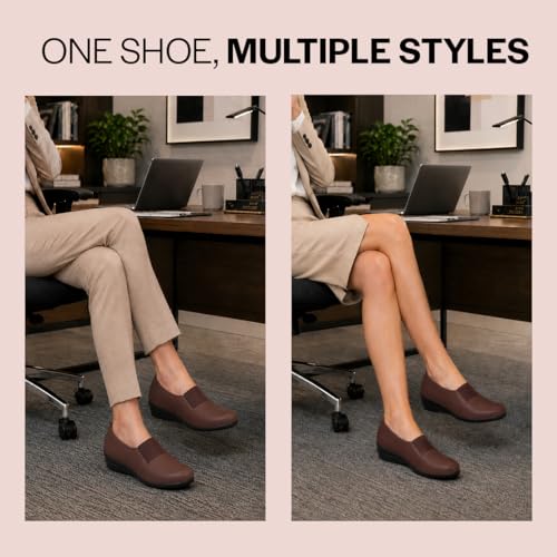 Image of FAUSTO Women Classic Formal Slip On Shoes | Platform Heel Shoe for Office Meeting Events | Easy Pull On Shoes with All Day Comfort