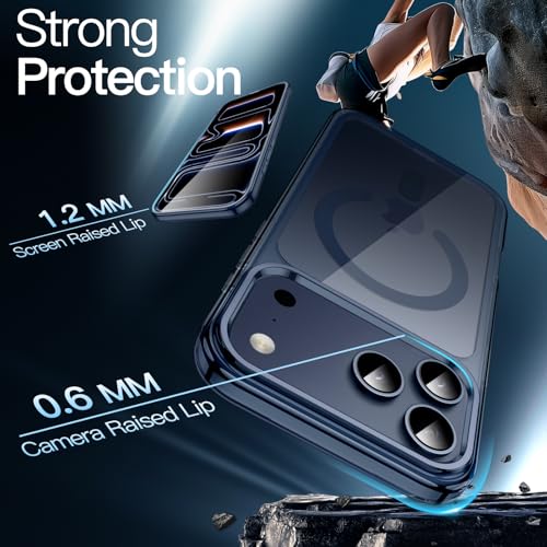 Image of JETech Magnetic Case for iPhone 17 Pro Max 6.9-Inch Compatible with MagSafe, Shockproof Phone Bumper Cover, Anti-Scratch Clear Back (Deep Blue)