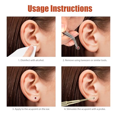 Ear Seeds Acupuncture Kit Fashion Ear Jewelry Set with Tweezer and Brass Acupressure Probe Portable Acupuncture Beads Stickers (Multi-Color Rhinestone Set (100pcs)) - Thumbnail 6