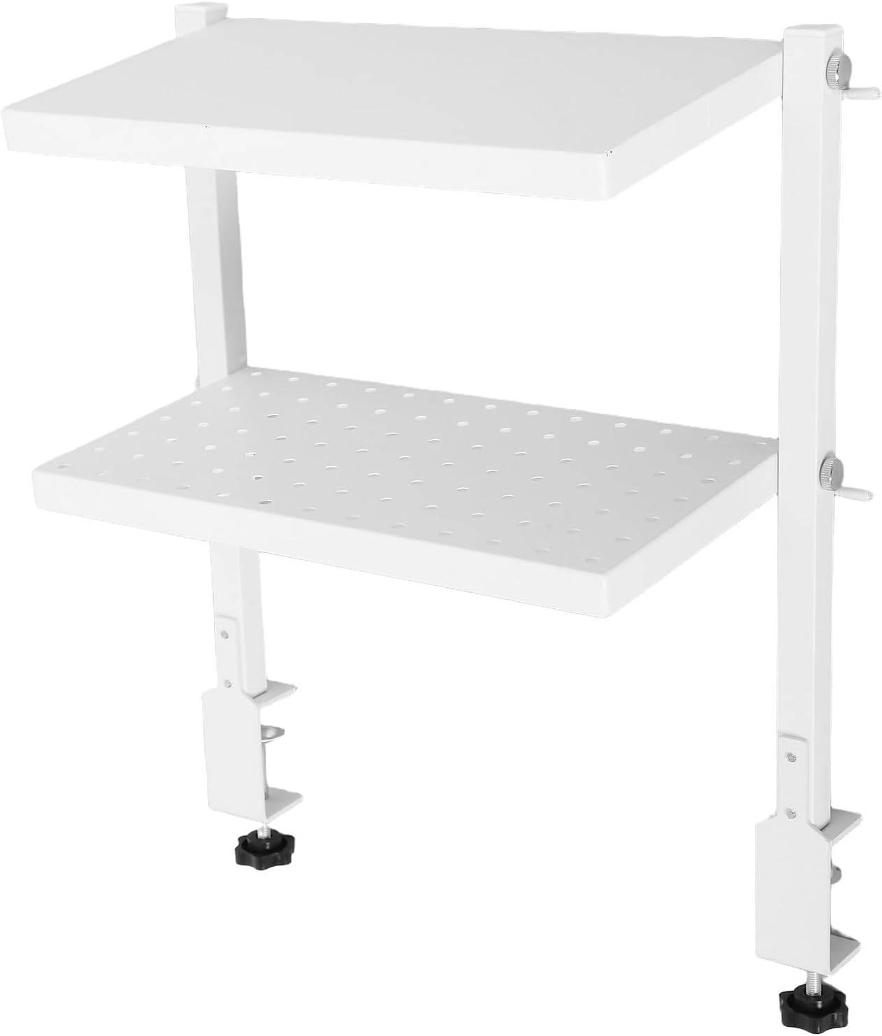 Abaodam クランプ式デスクシェルフ：テーブル上収納、2段式回転式 - ホームオフィスやゲーム用デスクトップオーガナイザー -