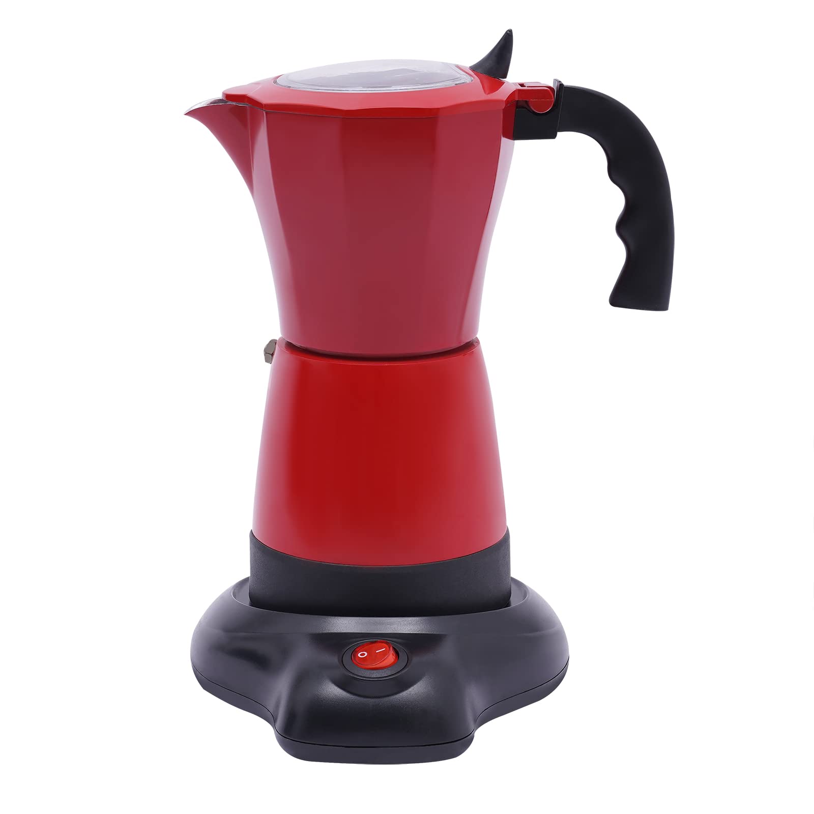 Cafetera espresso eléctrica, cafetera espresso eléctrica, con base, para 6 tazas de espresso de 300 ml, color rojo