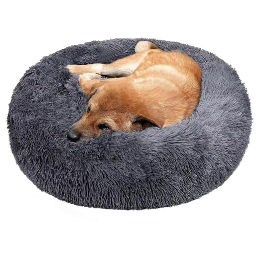 PUPPBUDD Kalmerende Hondenmand Nepbont Huisdier Bed Zelfopwarmende Donut Knuffelaar, comfortabele Ronde Pluche Hondenbedden voor Kleine Honden tot 16KG