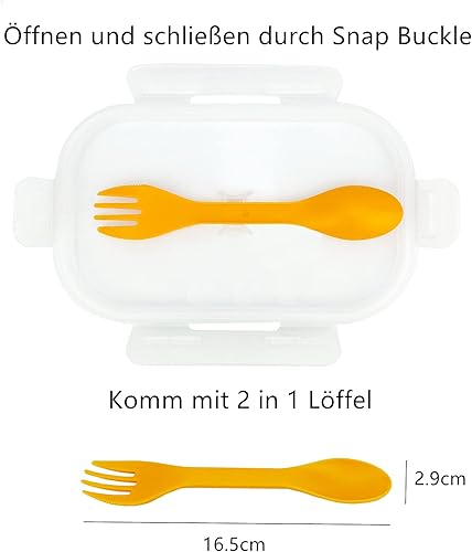 Miniatura 8 de Contenedor de silicona para almuerzo Bento, recipientes plegables para almacenamiento de alimentos con tapas herméticas y tenedor 2 en 1,