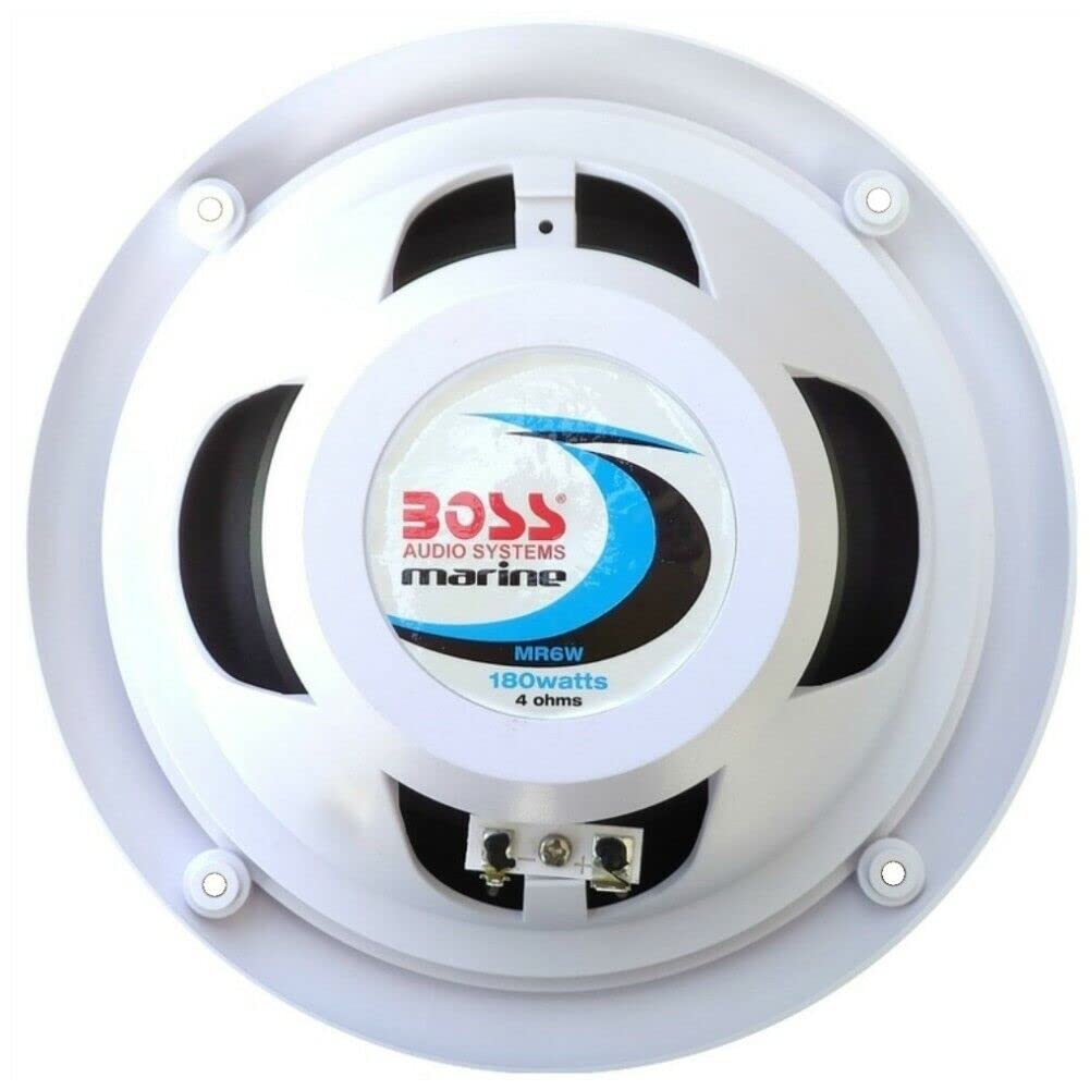 Kit Set para Boss Audio Systems MR6W 2 Altavoces Marinos náuticos 6.5" 19.00 cm 90 Watt rms 180 Watt MAX Impermeable Blanco (Set 2) Barcos + Pegatinas y Accesorios
