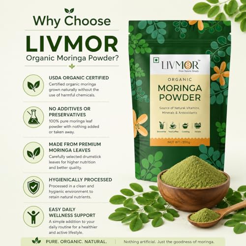 Image of Certified Organic Moringa Powder 200g | USDA Organic | From Pure Drumstick Leaves | Powder Form | For Daily Wellness & Natural Nutrition