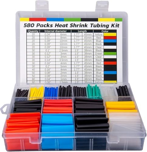 ASHINER Heat Shrink Tubing Kit - 580Pcs EVA Material in 6 Colors and 11 Sizes - Ideal for Electrical Insulation, Repairs, and Wire Connectors with User-Friendly Design and Storage Case