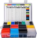 ASHINER Schrumpfschlauch Set - 580 Stück Hochwertiges Eva-Material in 6 Farben und 11 Größen mit Aufbewahrungskoffer - Perfekt für Elektrische Isolierung, Kabel Reparaturen und Drahtverbindungen