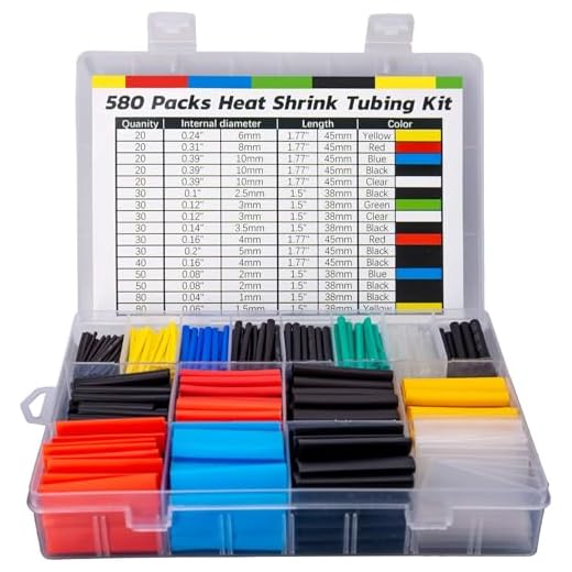 ASHINER Guaina Termorestringente - 580 Pezzi Alta Qualità EVA Materiale Guaine Termorestringenti in 6 Colori e 11 Misure con Scatola Portaoggetti - Ideale per Isolamento Elettrico, Riparazioni Cavi