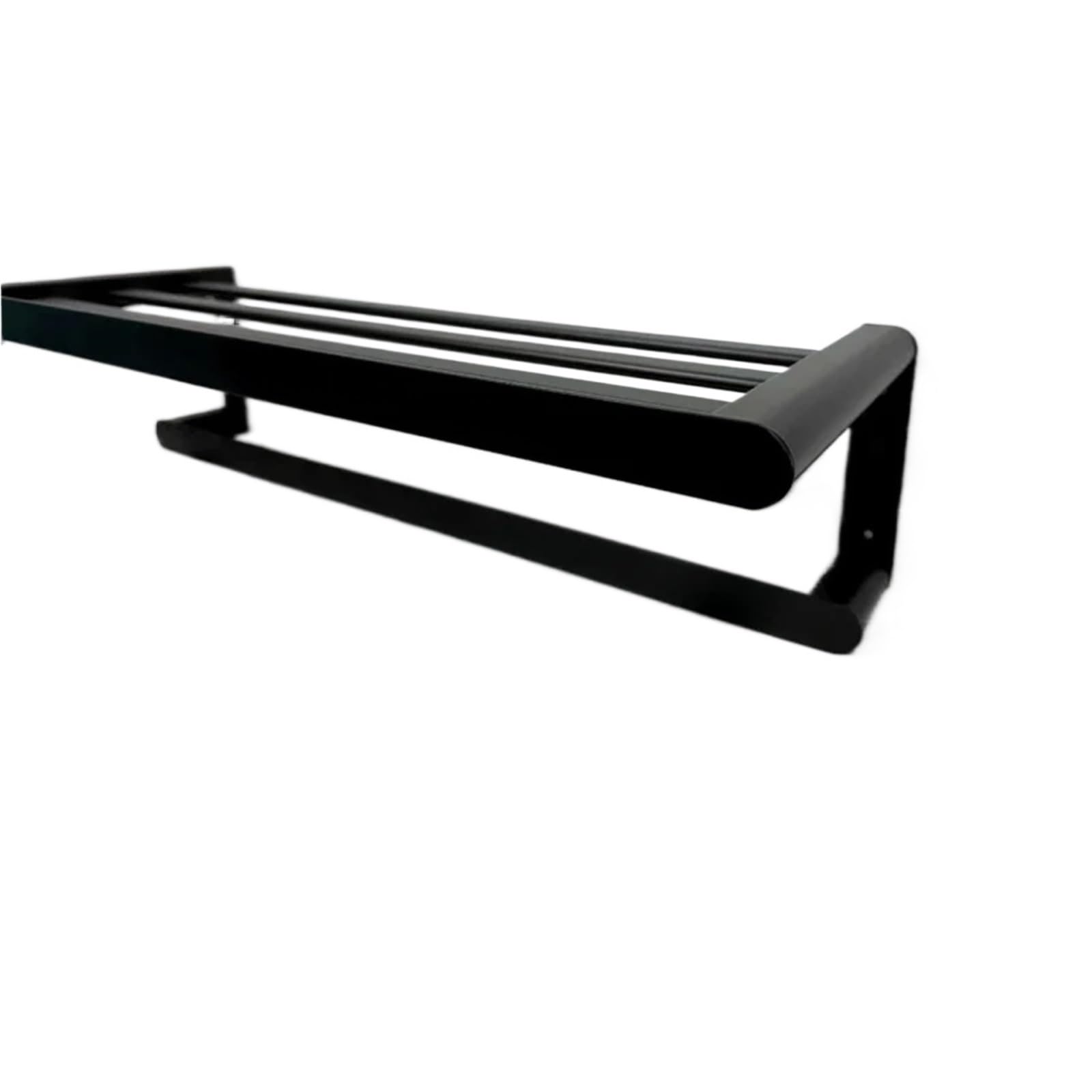 Double-layer Space Aluminum Alloy Bathroom Bath Towel Rack/double-rod Rod for Bathroom(Black B)