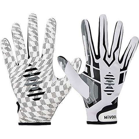 Hivool American Football Gloves Receiver Gloves, Ultra-Stick Tight Sports Receiver Glove, Breathable and Non-slip Silicone Grip Glove, Enhanced Performance Football Gloves for Youth & Adult Cover