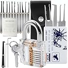 BI CLHS Waterproof Door Knockers Lock Kit with Keys Pick for Shed, Gate Set,Padlock Lock Set with Keys Outdoor Solid Brass Keyed School Gym Locker, Fence, Toolbox, Hasp Storage Picking KUT01 (Black)