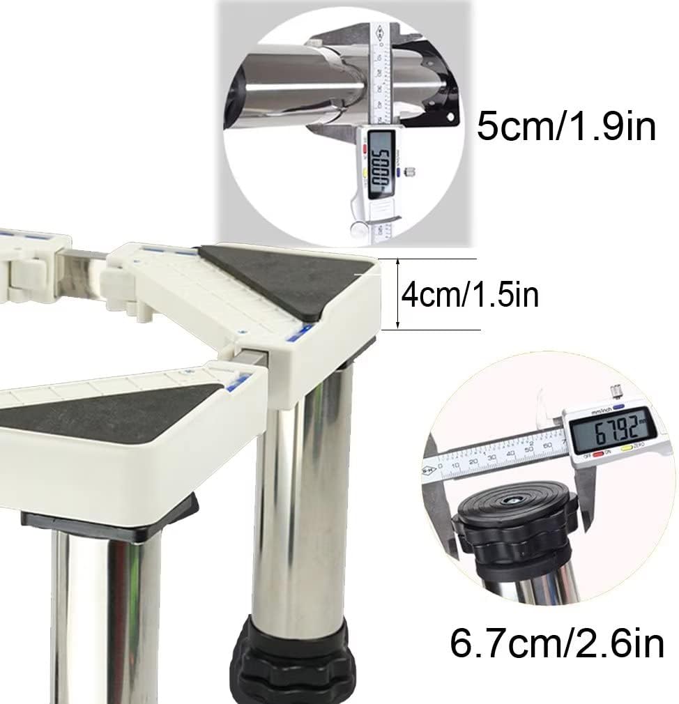 Extendable Appliance Stand for Fridges, Cookers, Raised Base for Refrigerator Height 14/19/24/29cm Adjustable Base Tumble Dryer Stand Length/Width 43-65cm Washer Pedestal,12legs-14cm