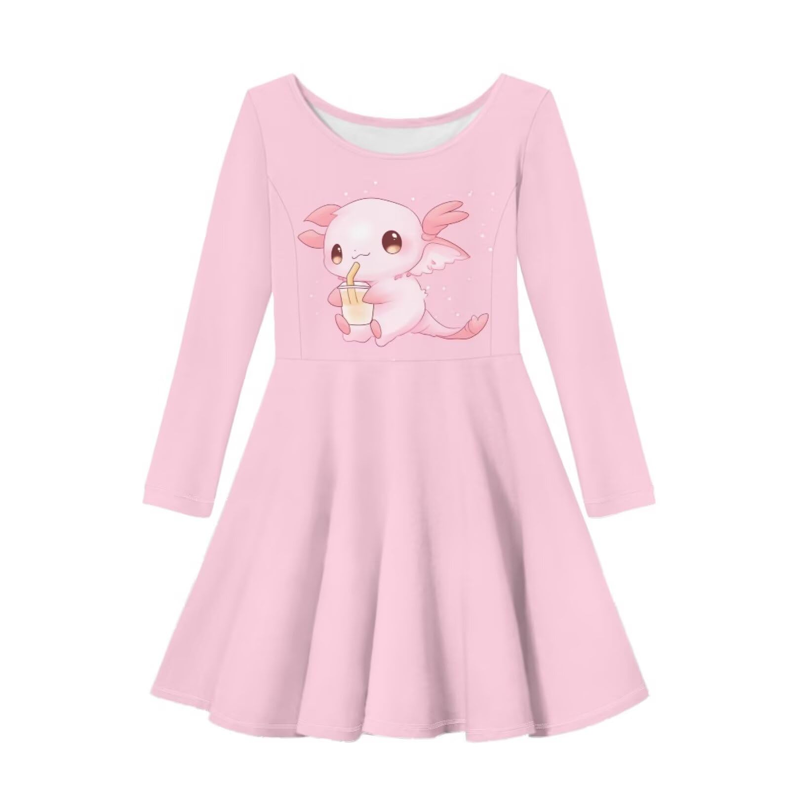 ZFRXIGN Cute Animal Print Girls Dresses Long Sleeve Kids A-Line Holiday Party Dress XS-3XL Novelty Swing Dress