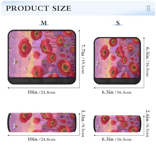 Image of 2 Pack Seatbelt Covers Seat Belt Cover Pad for Adults Boys Girls Car Seat Strap Covers Pads Cushion Universal Shoulder Strap Pad Protector for Backpack Camera Bag 6.5 Inch Poppy Flowers and Bees