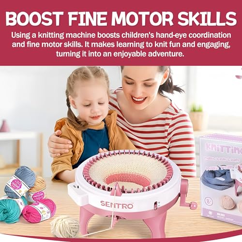 ROHSCE Máquina de tricô Sentro com 48 agulhas com contador de fileiras, tear de tecelagem inteligent