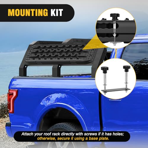 Image of Nilight Recovery Off-road Traction Boards Emergency Tire Ladder Mats For 4WD 4X4 Mud Sand Snow with 2PCS Mounting kit Zipper Bag 2 leashes (Black)