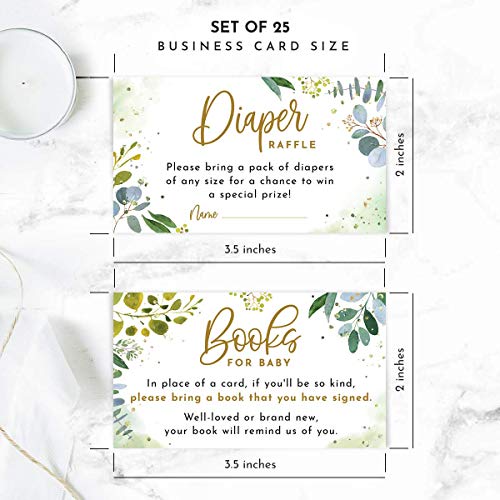 Printperie 25 Greenery Baby Shower Invitation Set With Envelopes - Gender Neutral Blank Fill-In Invites For Boy Or Girl - Includes Books For Baby, Diaper Raffle, And Thank You Cards #TOP2