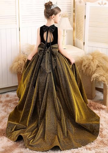Sequins Flower Girl Dresses for Wedding Glitter Velvet Girls Pageant Dress Backless Formal Ball Gowns with Bow-Knot4