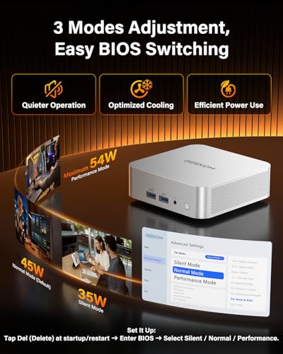 Image of GEEKOM A8 Mini PC with AMD Ryzen 7 8745HS (Beats 6800H), 16GB DDR5 RAM (Upgradable, Not LPDDR) 1TB NVMe SSD, Windows 11 Pro Desktop Computer for Home&Business, USB4, SD Slot, 8K | WiFi 6E, 2.5G LAN