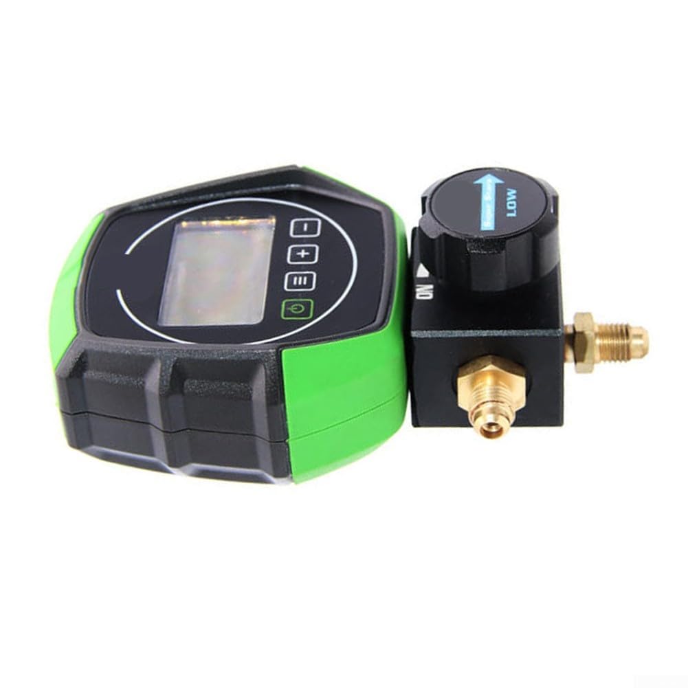 Digitales Vakuummeter mit Temperaturmessung für 90, HVAC Druckmessgerät mit Kugelventil und HD-Fenster, Präzisions-Manifold-Tester für Klimaanlage und Kältetechnik Installation(ST-B168DH)