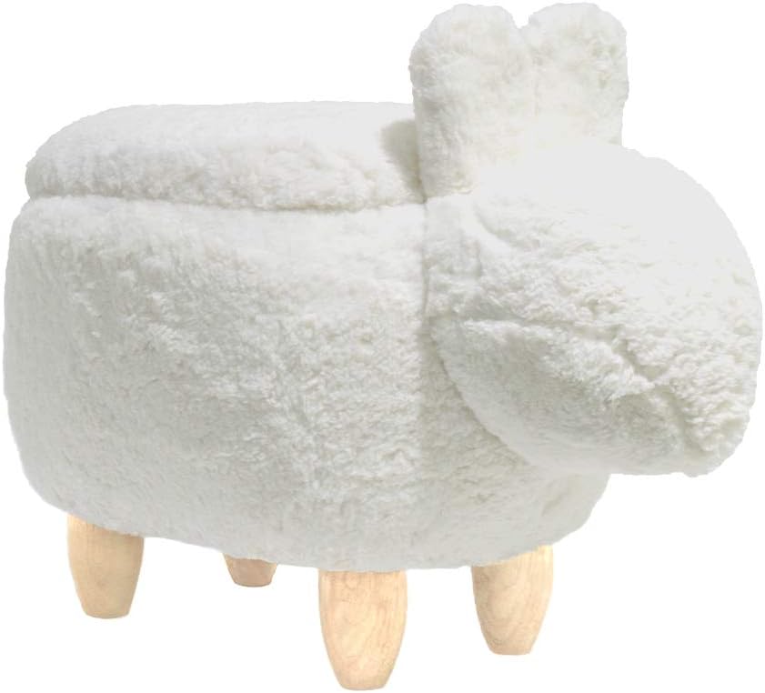 HAOSOON Animal Ottoman Series Storage Ottoman Footrest Stool with Vivid Adorable Animal-Like Features (White Rabbit) (Storage)