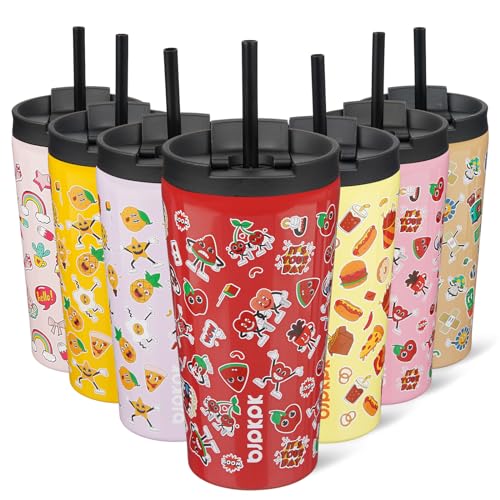 Image of BJPKPK 18 oz Coffee Tumbler with Straw, Insulated Stainless Steel Cup