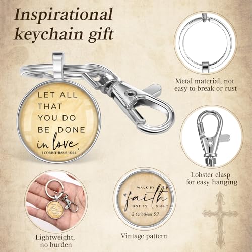 Image of Fumete Christian Keychain Bulk Bible Verse Religious Key Chains Scripture Quote Positive Gift for Women Men Church Pastor