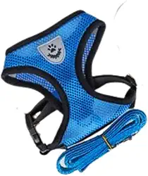 Coleira peitoral para cachorro e gatos colete refletivo com guia pets pequenos coelhos (Peitoral Azul - M)