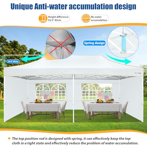 Image of Hoteel 10x20 Heavy Duty Pop Up Canopy Tent with 6 Sidewalls, Beige