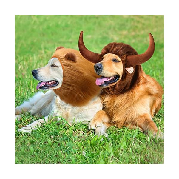 2 pieces realistic funny lion mane for dogs costumes dog lion mane lion wig for medium to large sized dogs, large dog halloween costumes, lion mane for dog halloween costumes for dogs - image 7