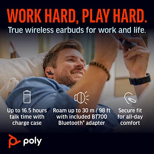 Image of Poly (Plantronics) Voyager Free 60+ Uc TWS Earbuds,ANC,Smart Charge Case W /Touch Controls,Works W /iPhone,Android,Pc /Mac,Zoom,Teams,Up to 16.5 Hours Talk Time,2-Year Warranty,Black,7Y8H1Aa-In Ear