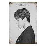 bts jimin Metal Tin Sign Poster 8”×12” Painting Sign Funny Wall Vintage Art Decor Retro Plaque For Home Bar Pub Club Cafe Decoration