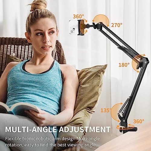 Image of Phone Holder for Desk, Phone Holder for Bed with Adjustable Clamp Clip, Flexible Phone Stand Lazy Bracket Mount Long Arms Clamp for iPhone, Samsung, Google Pixel, Moto (Black)