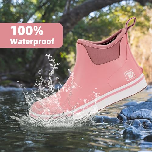 Image of Trudave Deck Boots, Waterproof Rubber Fishing Rain Boots, Anti-slip Short Ankle Shoes for Outdoor Fishing Boating, Size 5-14