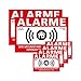 Autocollants Alarme, lot 6 adhésifs sécurité, Site sécurisé par télésurveillance, Intervention 24h/24, adhésif Avertissement, signalisation Alarme Maison, Sticker dissuasif