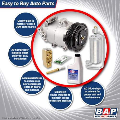 Image of AC Compressor & A /C Kit For Chevy Trailblazer GMC Envoy Buick Rainier Saab 9-7x Isuzu Ascender Olds Bravada 4.2L - BuyAutoParts 60-80265RK New