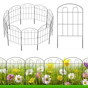 LIANTRAL Decoratieve tuinomheining met 28 panelen, roestvrije metalen draad omheining, grens, dierenbarrière, bloemenrand voor landschap, terras, tuin, buiten, gewelfd 60 cm (H) x 9 m (L)