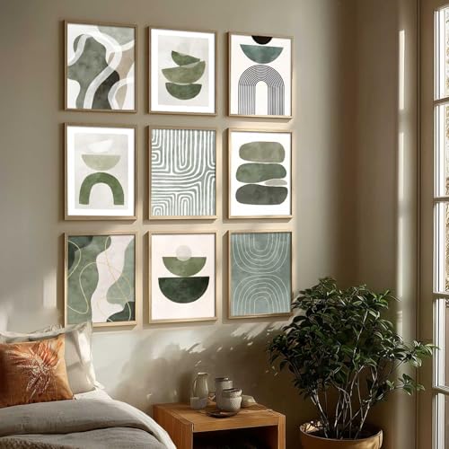 Image of kotart Floral Wall Art Home Decoration | Aesthetic Floral Paintings With Frame For Living Room Bed Room Hotel Wall Decor Digital Reprint Set of 9 (13X17 inch)
