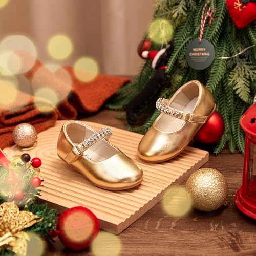 Image of Felix & Flora Toddler Flower Girl Dress Shoes - Baby Girl Ballet Mary Jane Flats for Party School Wedding