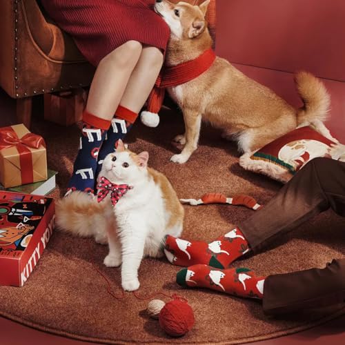 Hundehalsband Weihnachten, 1 Stück Weihnachtshalsband Hund, Fliege Hund Weihnachten,Niedliches Karomuster, Hunde Weihnachtskostüm, Haustier Halsband für Klein Mittlere Groß Hunde Katzen Welpen(M)