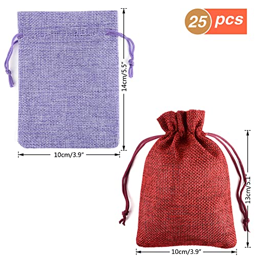 MAOOY Pack of 25 Jute Bags, 10 x 14 cm Jute Bags with Drawstring, Small Linen Bags, Advent Calendar Bags - Image 2