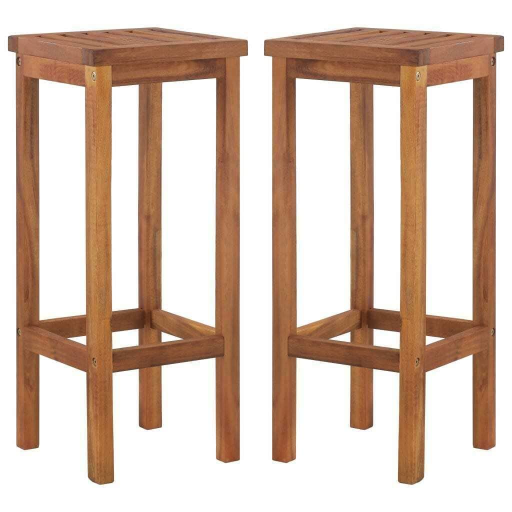 Earlywood Solid Teak Wood Stool Used for Bar Chair & Home and Office D�cor Rosewood Natural Brown Finish Natural (Pack of 2)-image-47