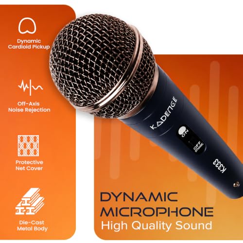 Image of Kadence K333 Home Series Dynamic Wired Mic with Cardioid Pickup, Blue | Metal Body with On /Off Switch; Includes 3-Pin XLR Female to 6.35 mm Cable for Karaoke, Singing, Speeches & Stage Performances