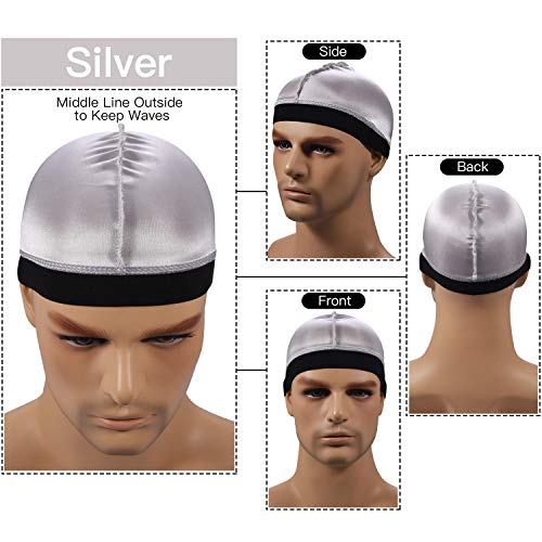Image of 4PCS Silky Stocking Wave Cap for Men, Good Compression Over Durag （Thick Hair Style）