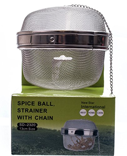 M.V. Trading SD2320 Jumbo Stainless Steel Locking Spice Mesh Ball, Tea Strainer, Tea Infuser, Giant Size, 5.25-Inch